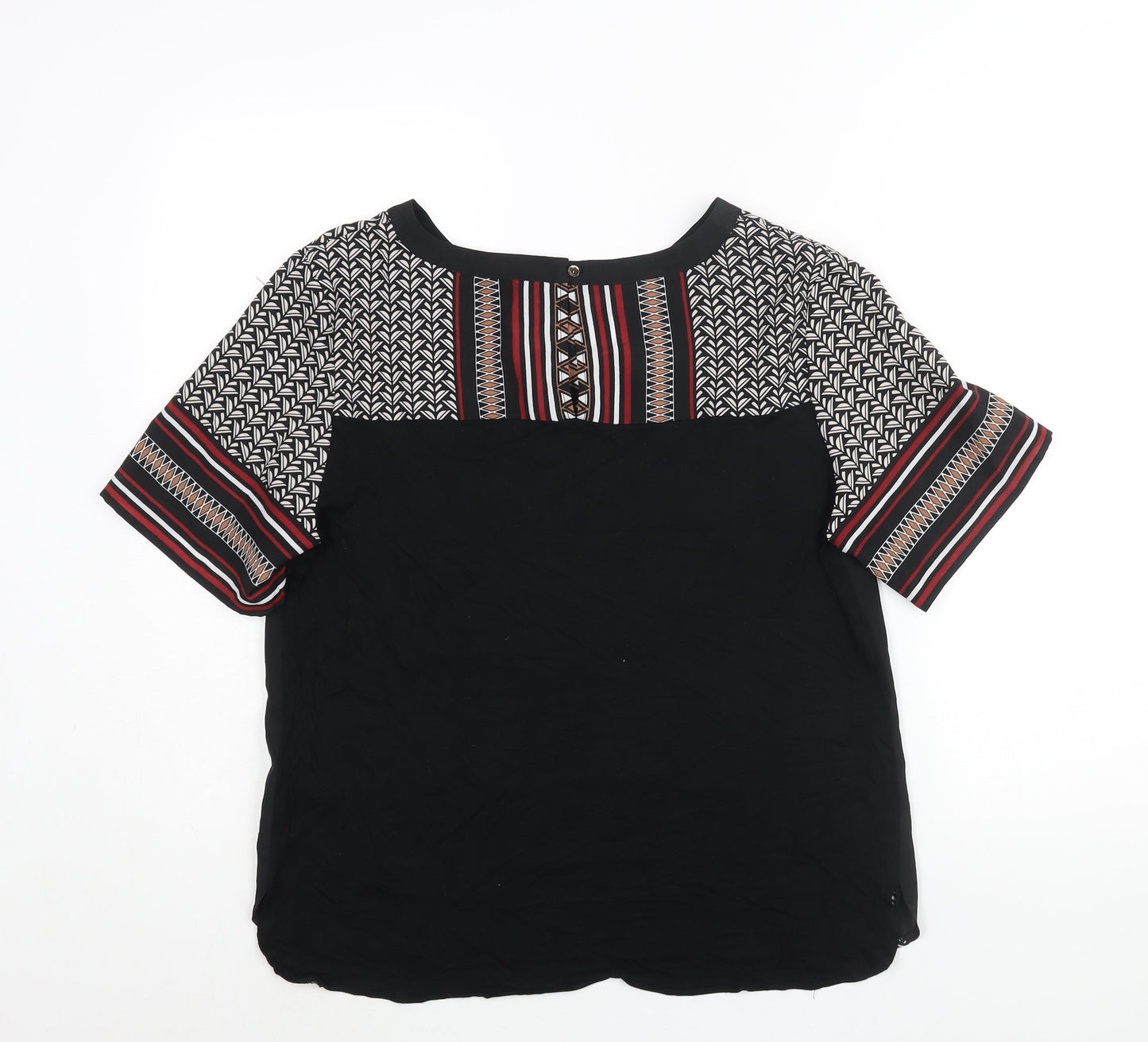 Oasis Womens Black Polyester Basic Blouse Size L Roll Neck - Geometric Print