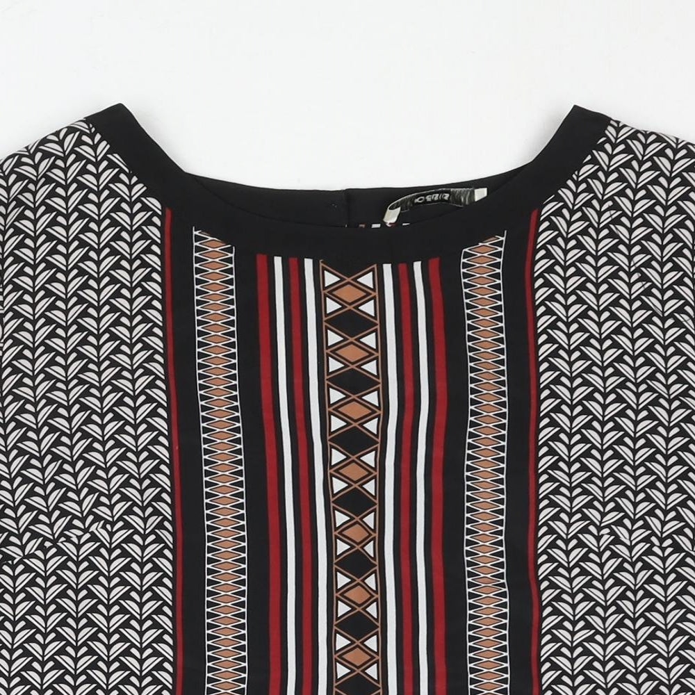 Oasis Womens Black Polyester Basic Blouse Size L Roll Neck - Geometric Print