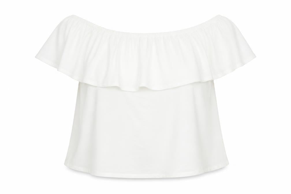 Stradivarius Womens White Polyester Basic Blouse Size S Boat Neck - Frill