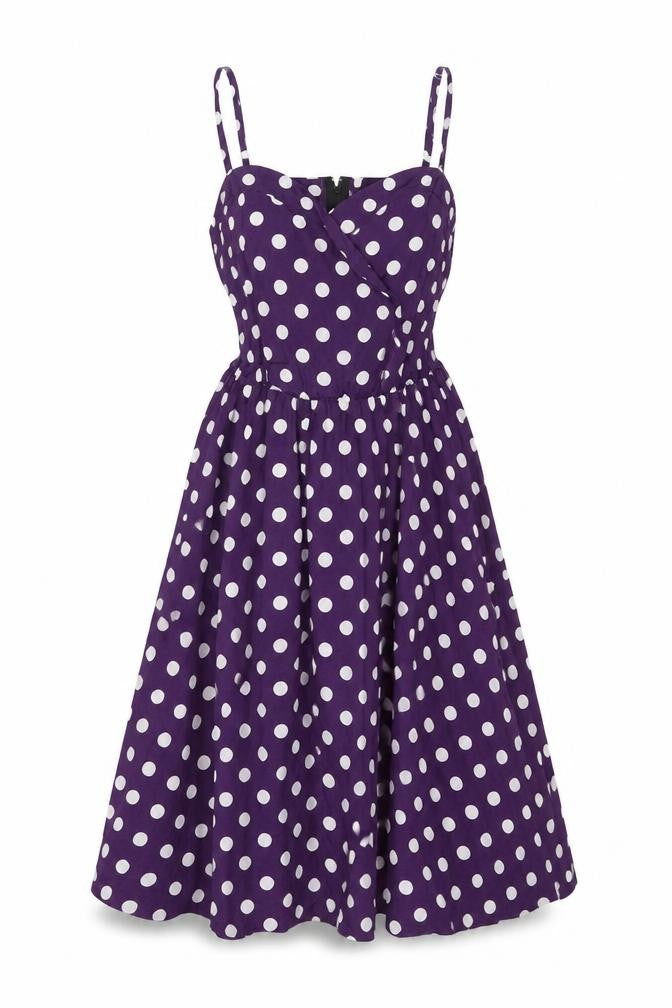POP Womens Purple Polka Dot Polyester Fit & Flare Size 10 Sweetheart Zip