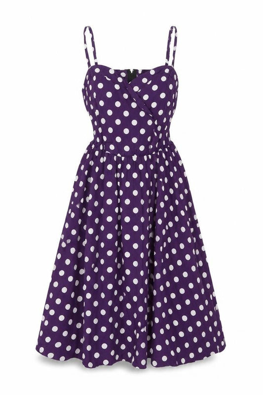 POP Womens Purple Polka Dot Polyester Fit & Flare Size 10 Sweetheart Zip