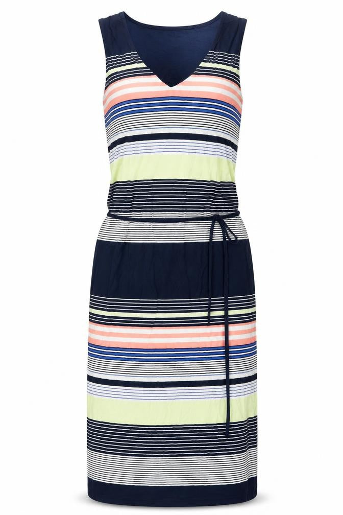 Oasis Womens Multicoloured Striped Viscose Shift Size XS V-Neck Pullover - Belted