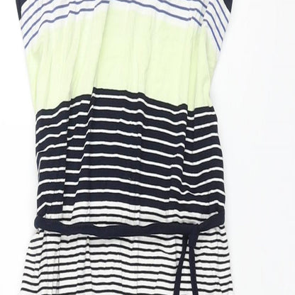 Oasis Womens Multicoloured Striped Viscose Shift Size XS V-Neck Pullover - Belted