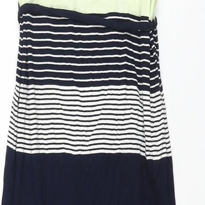 Oasis Womens Multicoloured Striped Viscose Shift Size XS V-Neck Pullover - Belted