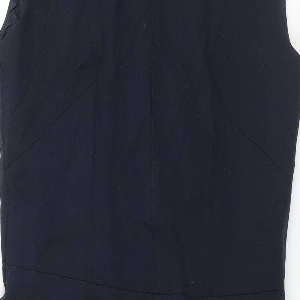 Marks and Spencer Womens Blue Polyester Pencil Dress Size 12 Round Neck Zip
