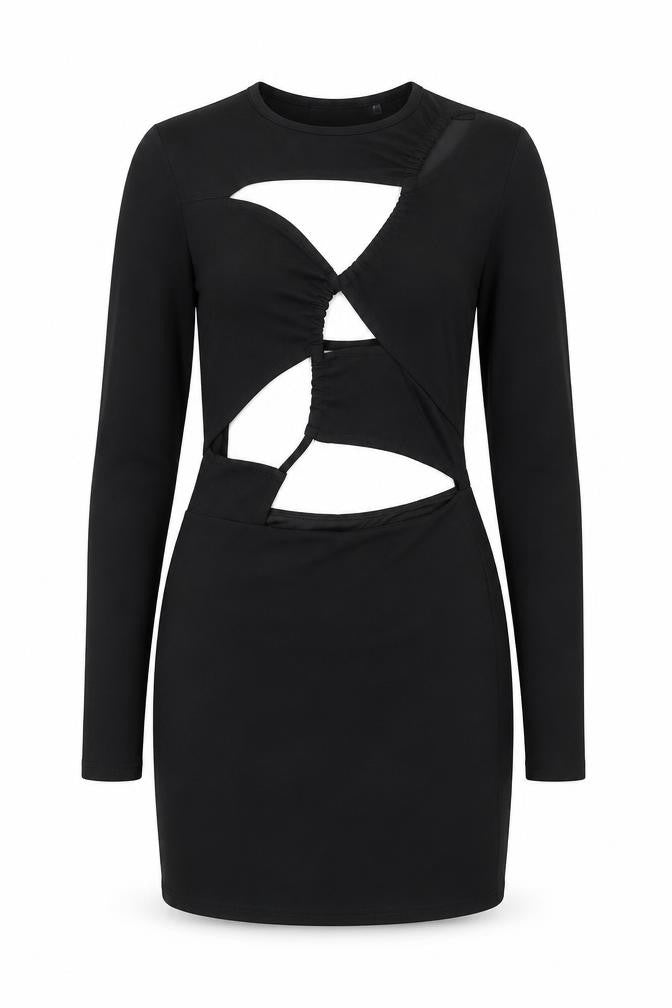 Luxe To Kill Womens Black Polyester Bodycon Size 10 Round Neck Pullover - Cut Out Backless
