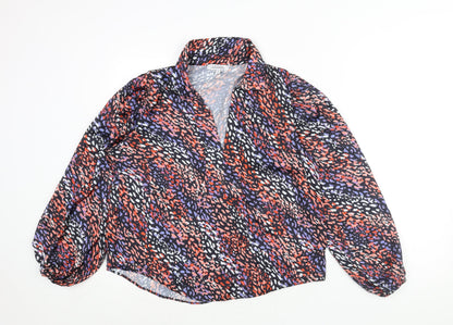 Zibi London Womens Multicoloured Animal Print Polyester Basic Blouse Size 14 Collared - Cheetah Print