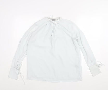 H&M Womens Blue Polyester Basic Blouse Size XS Mock Neck - Keyhole Neck