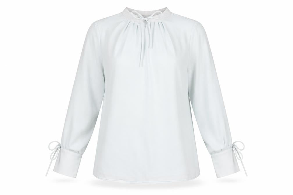 H&M Womens Blue Polyester Basic Blouse Size XS Mock Neck - Keyhole Neck