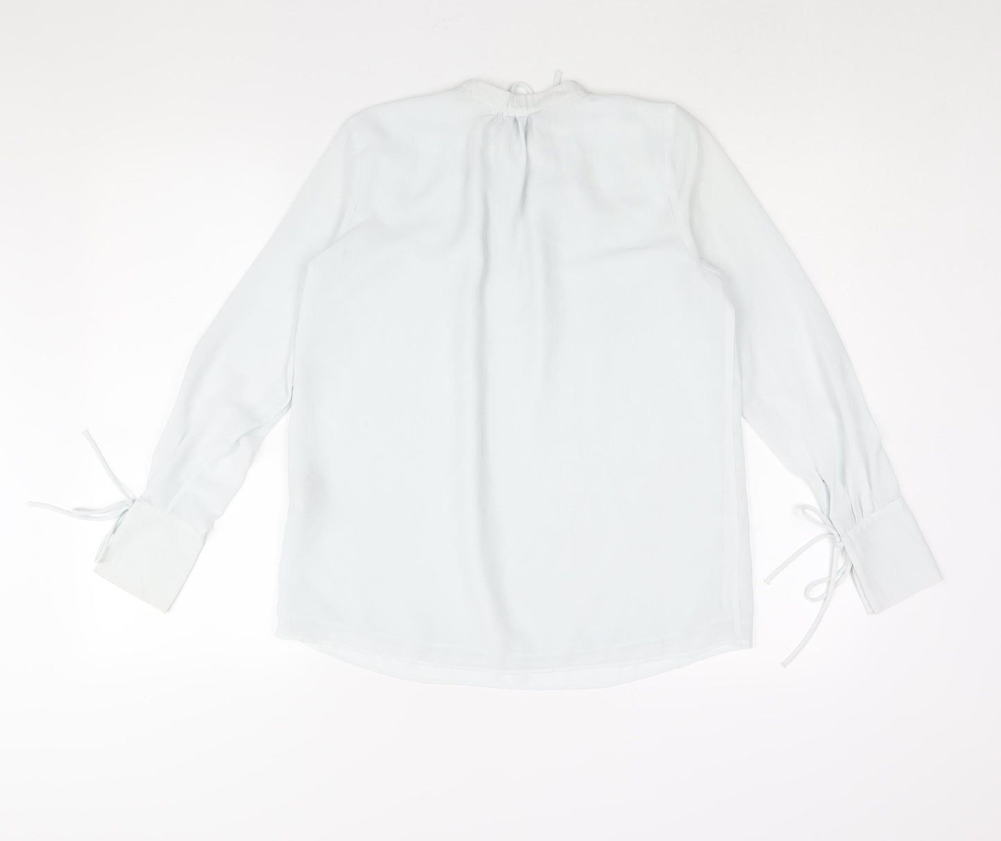 H&M Womens Blue Polyester Basic Blouse Size XS Mock Neck - Keyhole Neck