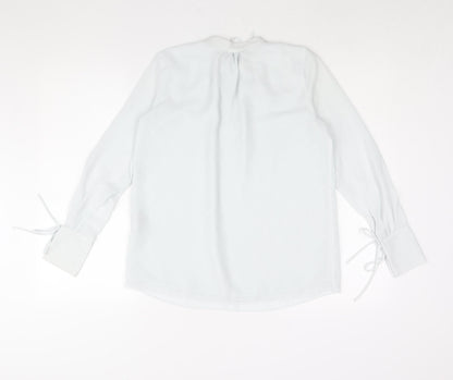 H&M Womens Blue Polyester Basic Blouse Size XS Mock Neck - Keyhole Neck