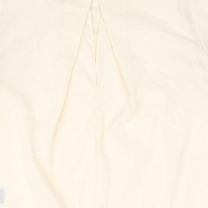 Marina Kaneva Womens Ivory Polyester Basic Blouse Size 12 Round Neck - Rhinestone Neckline