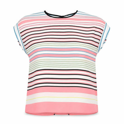 Oasis Womens Multicoloured Striped Polyester Basic Blouse Size 10 Round Neck - Back Slit