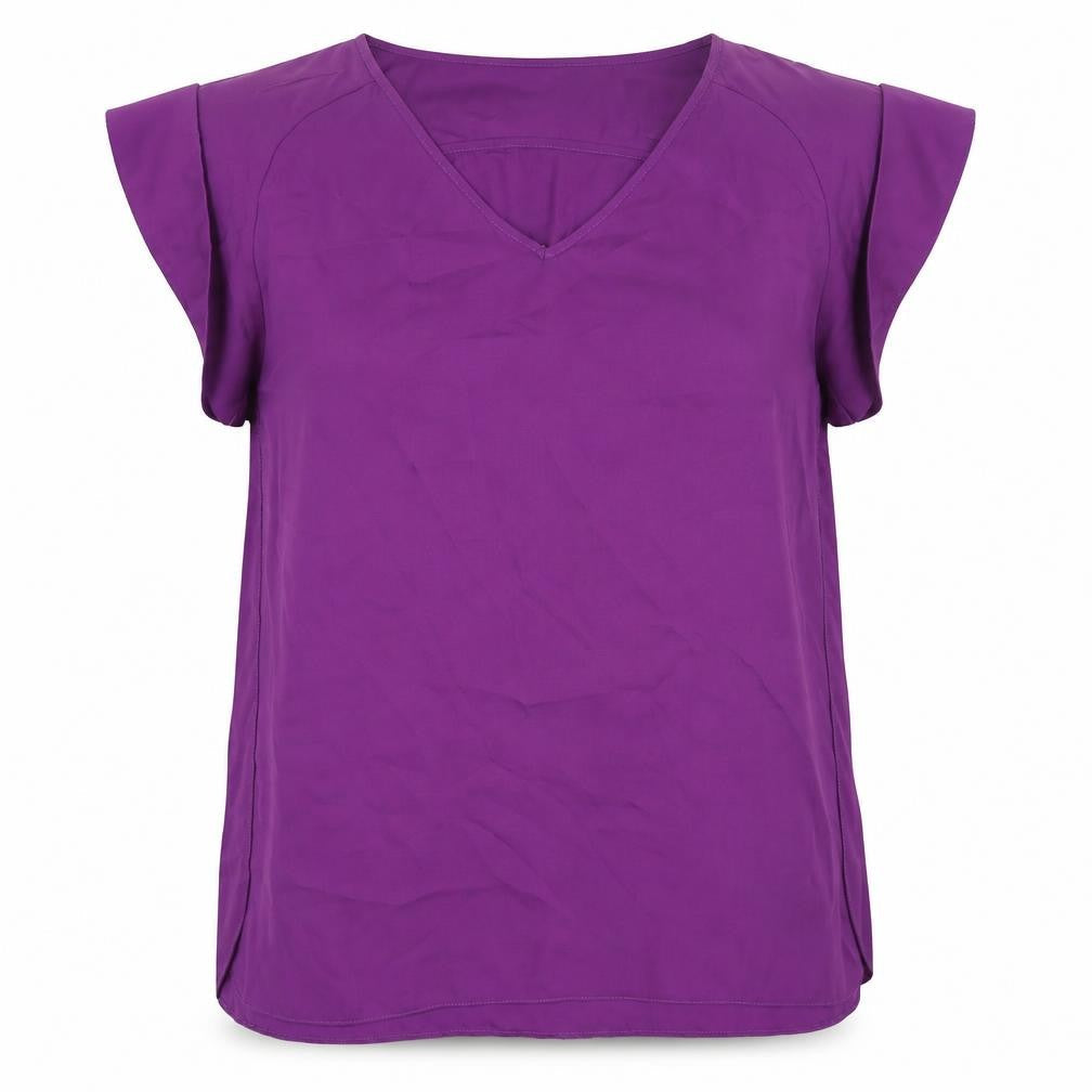 River Island Womens Purple Polyester Basic Blouse Size 14 V-Neck