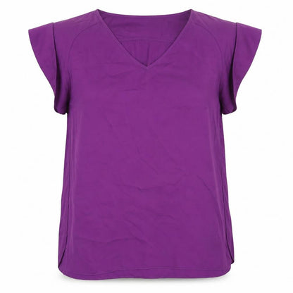 River Island Womens Purple Polyester Basic Blouse Size 14 V-Neck