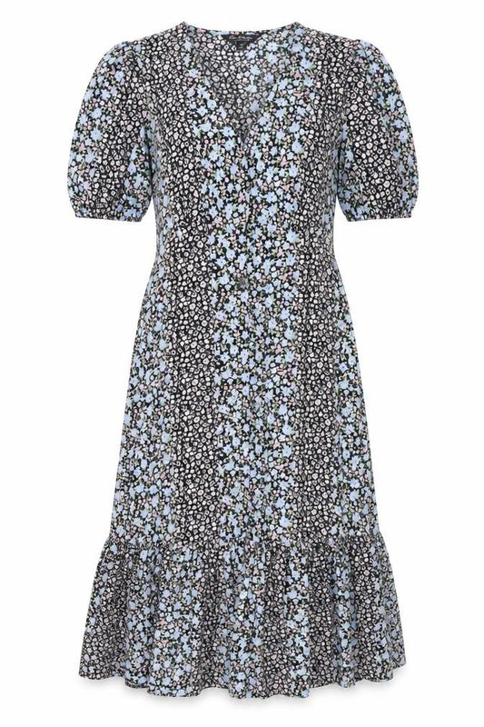 Miss Selfridge Womens Multicoloured Floral Polyester Shift Size 6 V-Neck Button