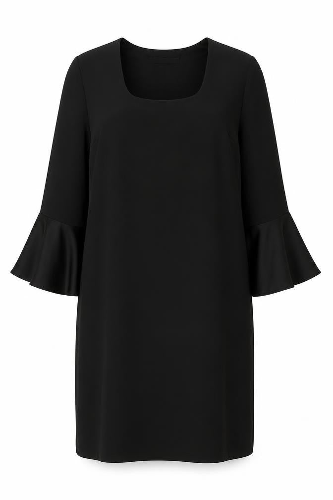 Marks & Spencer Womens Black Polyester Shift Size 12 Scoop Neck Pullover - Bell Sleeve