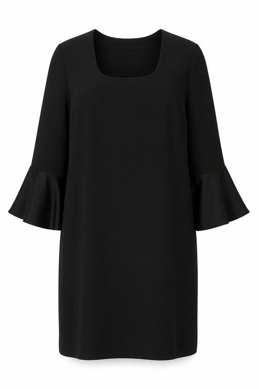 Marks & Spencer Womens Black Polyester Shift Size 12 Scoop Neck Pullover - Bell Sleeve