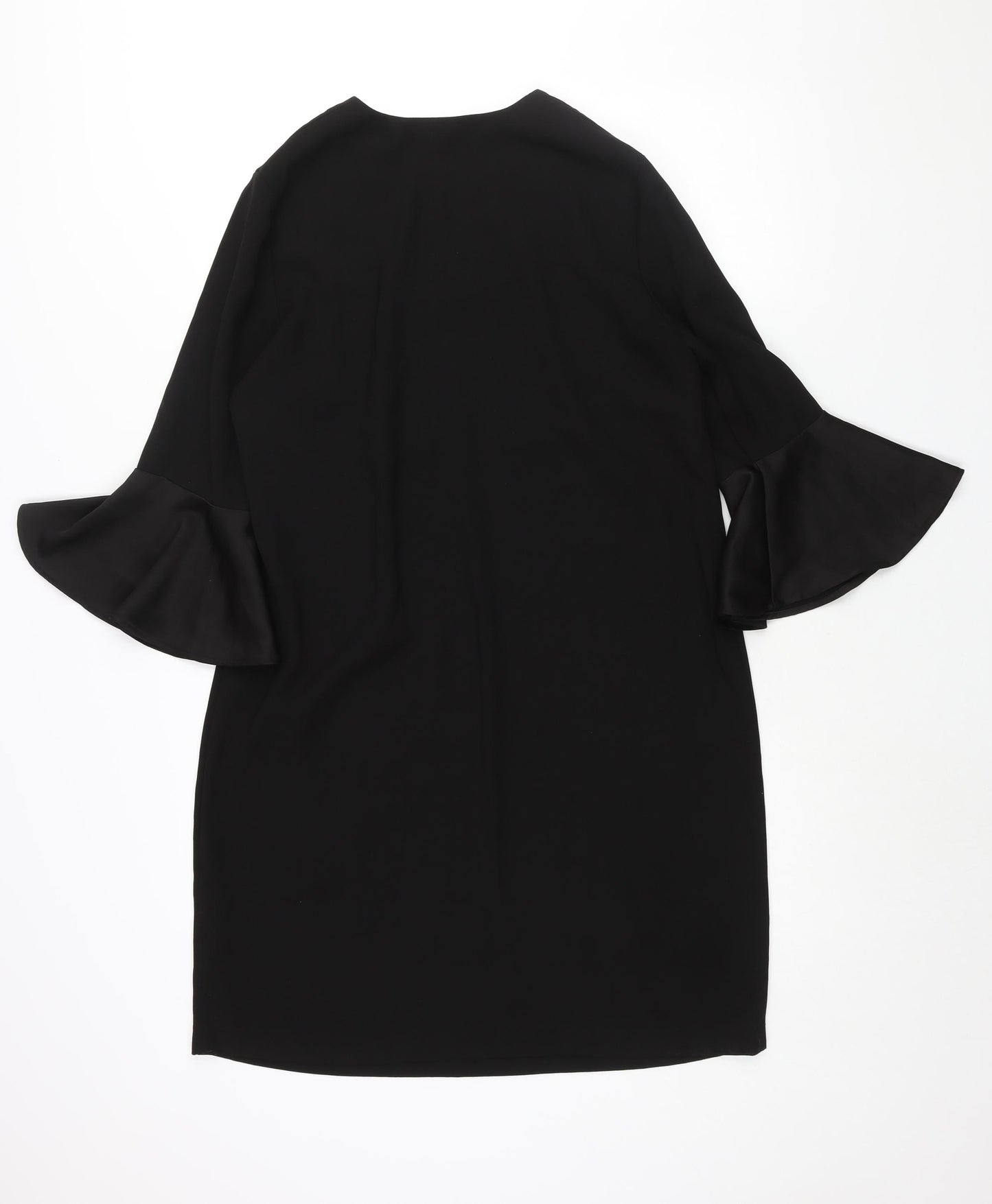 Marks and Spencer Womens Black Polyester Shift Size 12 Scoop Neck Pullover - Bell Sleeve