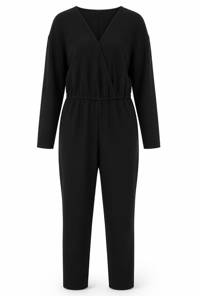 H&M Womens Black Polyester Jumpsuit One-Piece Size 8 L28 in Button
