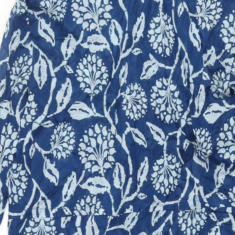 Zara Womens Blue Geometric Cotton Shirt Dress Size XS Collared Button - Floral Print