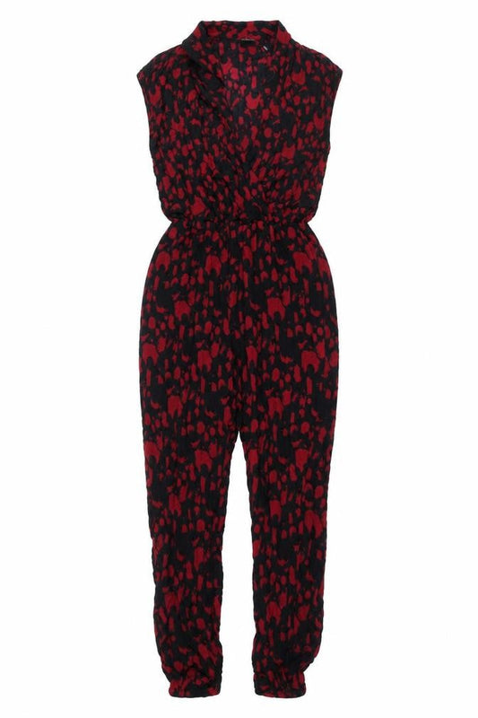 Selected Femme Womens Red Geometric Viscose Jumpsuit One-Piece Size 8 L28 in Pullover