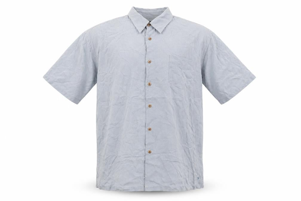 Saltaire Mens Blue Silk Button-Up Size XL Collared Button - Logo