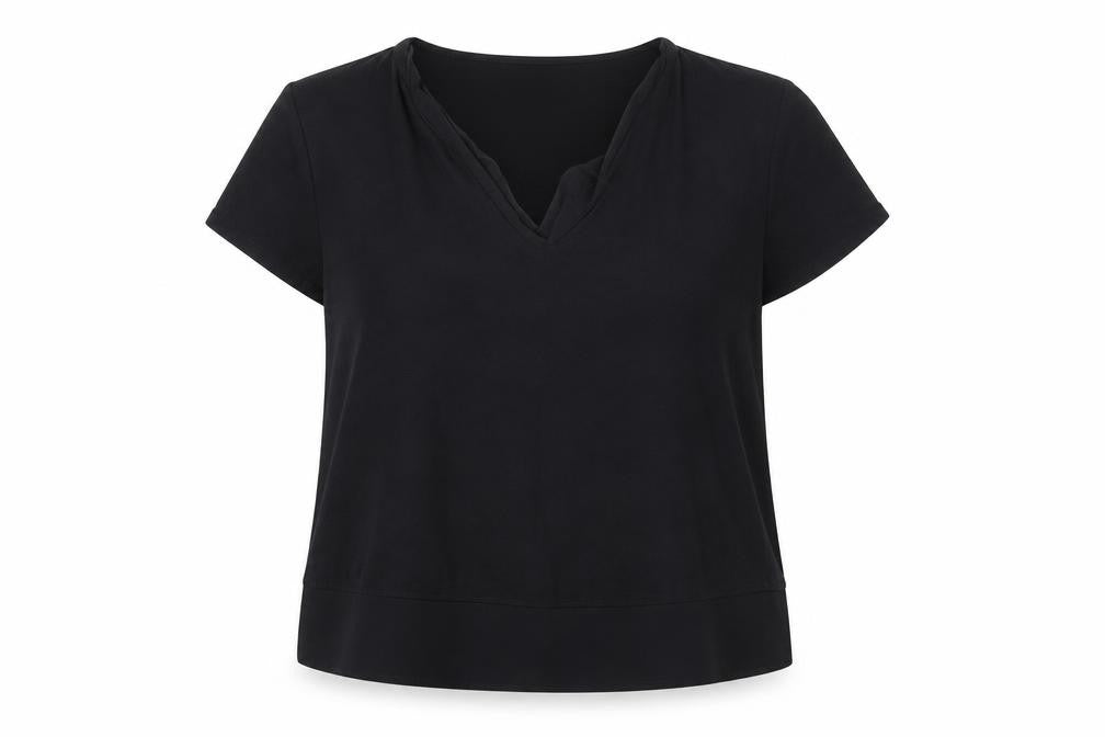 Marks & Spencer Womens Black Viscose Basic Blouse Size 16 V-Neck