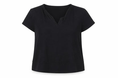 Marks & Spencer Womens Black Viscose Basic Blouse Size 16 V-Neck