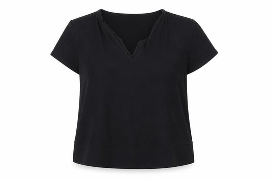 Marks and Spencer Womens Black Viscose Basic Blouse Size 16 V-Neck