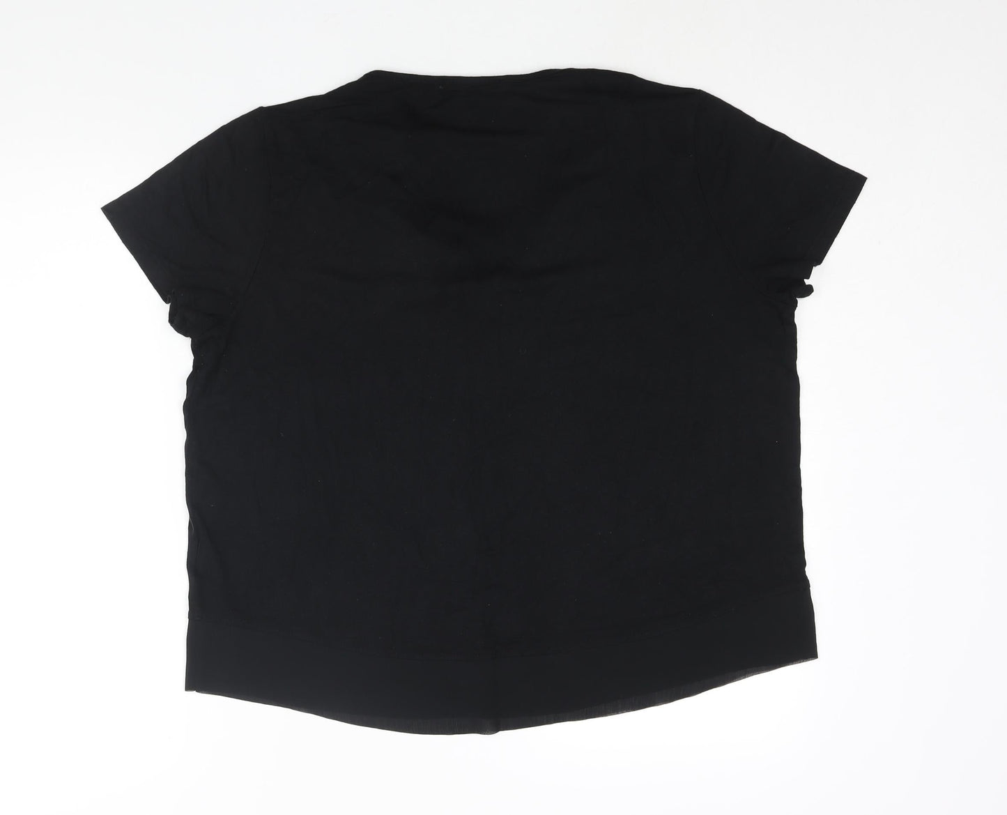 Marks and Spencer Womens Black Viscose Basic Blouse Size 16 V-Neck