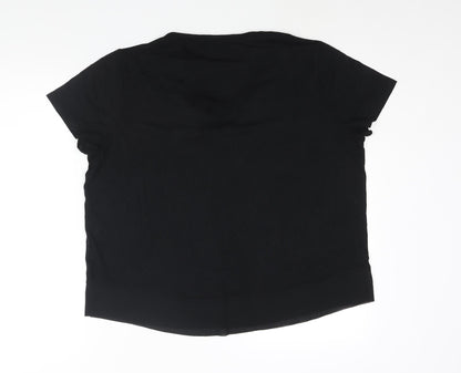 Marks & Spencer Womens Black Viscose Basic Blouse Size 16 V-Neck