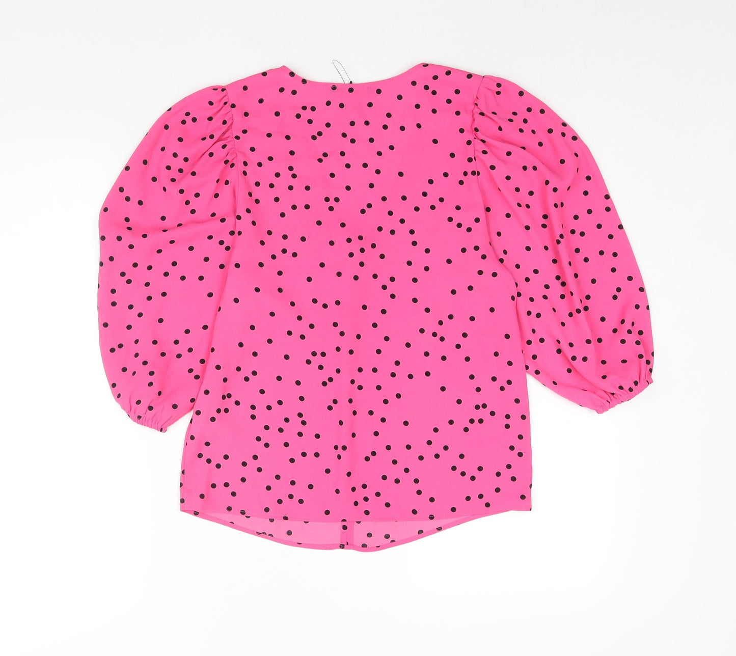 Marks and Spencer Womens Pink Polka Dot Polyester Basic Blouse Size 6 V-Neck