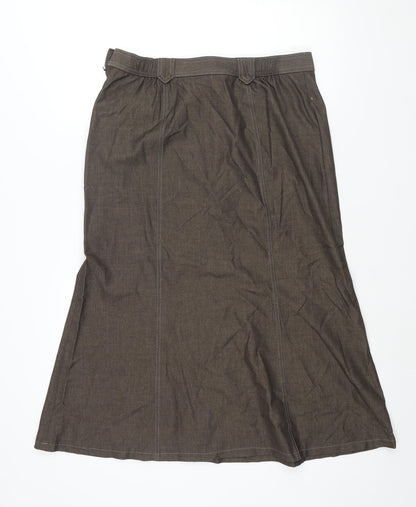 St Michael Womens Brown Polyester A-Line Skirt Size 16 Zip
