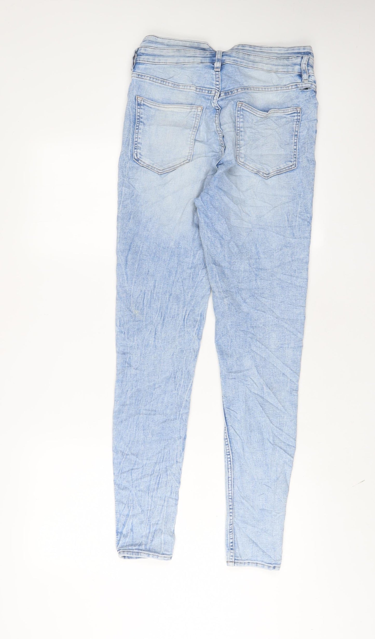 H&M Womens Blue Cotton Skinny Jeans Size 10 L30 in Regular Zip