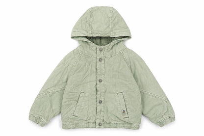 Front view of Zara boys’ green basic jacket jacket, size 3-4, years snap