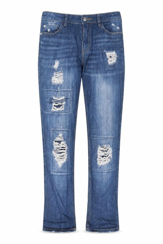 F&F Womens Blue Cotton Straight Jeans Size 10 L28 in Regular Zip