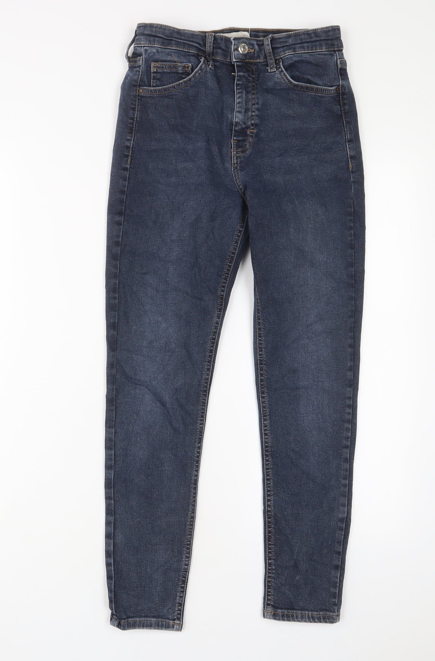 Topshop Womens Blue Cotton Skinny Jeans Size 28 in L30 in Regular Zip