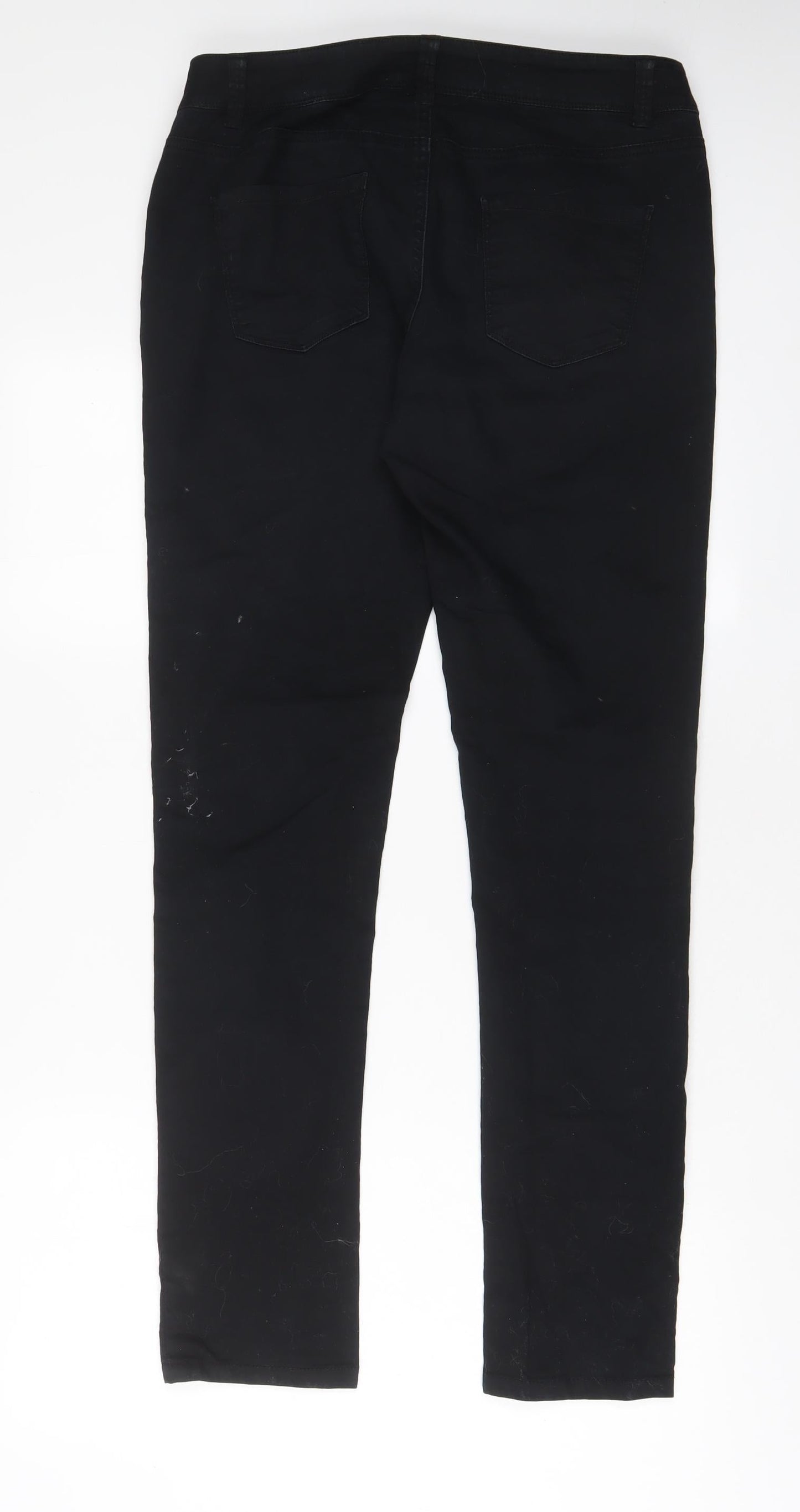YESYES Womens Black Cotton Skinny Jeans Size 14 L32 in Regular Zip