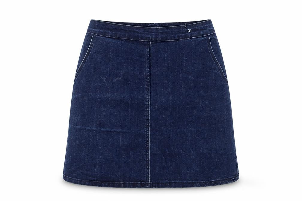 Oasis Womens Blue Cotton A-Line Skirt Size 6 Zip