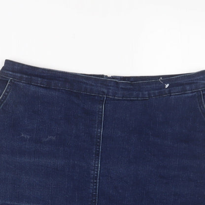 Oasis Womens Blue Cotton A-Line Skirt Size 6 Zip