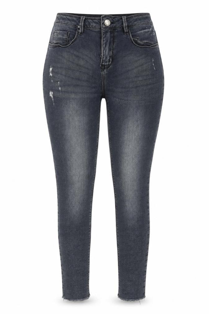 Denim & Co. Womens Grey Cotton Skinny Jeans Size 12 L27 in Regular Zip