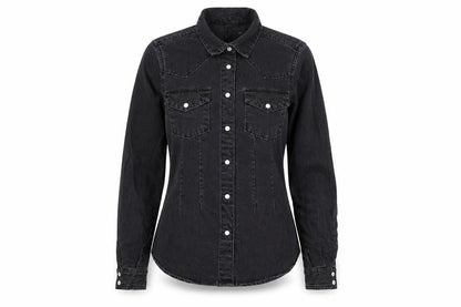 Front view of ASOS women’s grey cotton basic button-up, size UK 6, collared