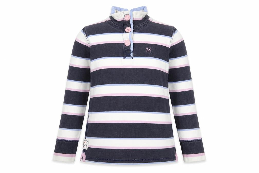 Crew Clothing Womens Multicoloured Striped Cotton Pullover Sweatshirt Size 8 Button - Embroidered