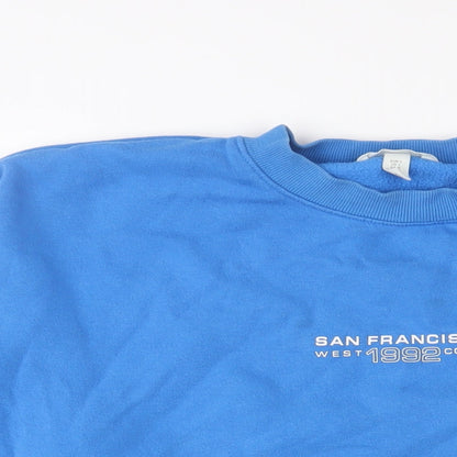 Preloved H&M Womens Blue Cotton Pullover Sweatshirt Size L Pullover - San Francisco - Detail