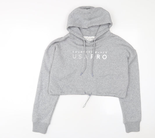USA Pro Womens Grey Cotton Pullover Hoodie Size 10 Pullover