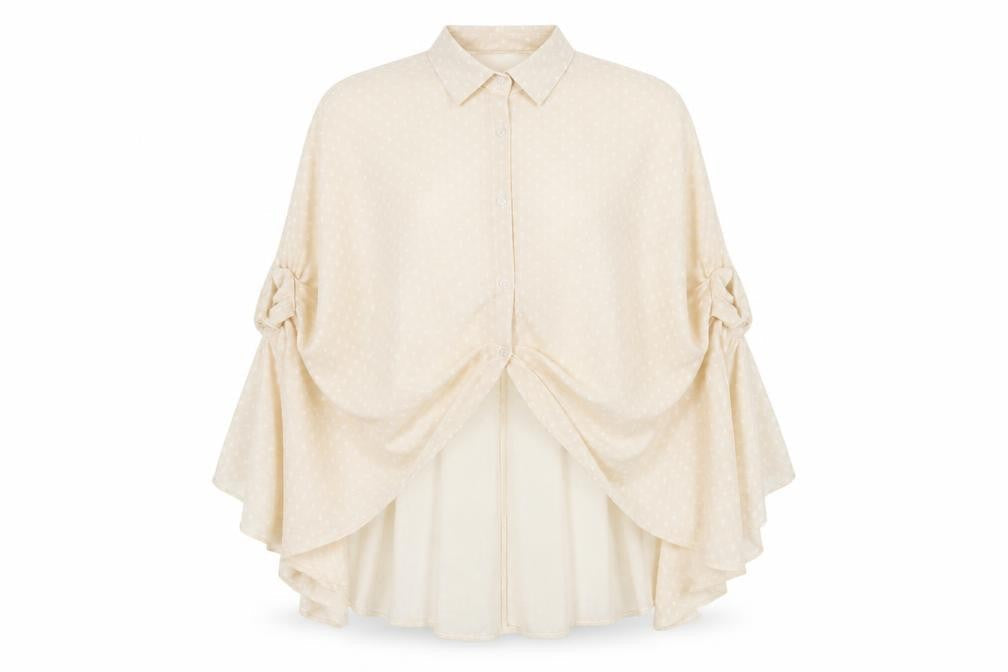 Boohoo Womens Beige Polka Dot Polyester Basic Button-Up Size 10 Collared