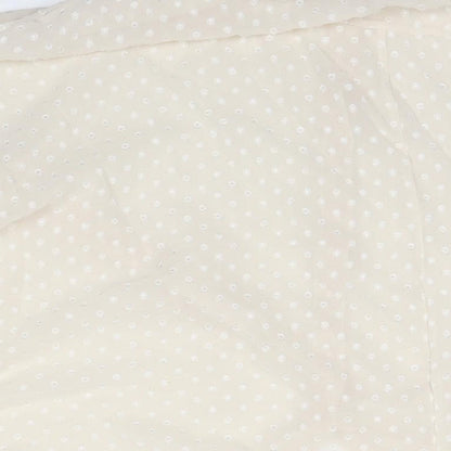 Boohoo Womens Beige Polka Dot Polyester Basic Button-Up Size 10 Collared