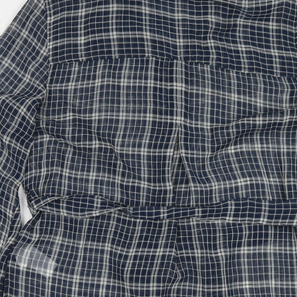 Next Womens Blue Check Polyester Tunic Button-Up Size 8 Collared