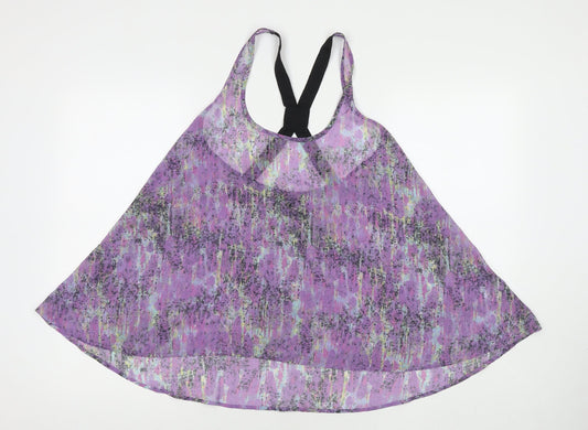 Topshop Womens Purple Geometric Polyester Basic Tank Size 10 Scoop Neck